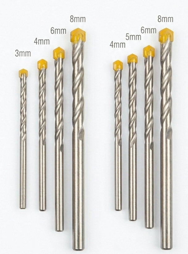 Masonary Drill Bit Set 4 Pcs Electric Drilling Tool Premium Hardware for Door Cabinet Window Furniture and Interior Use